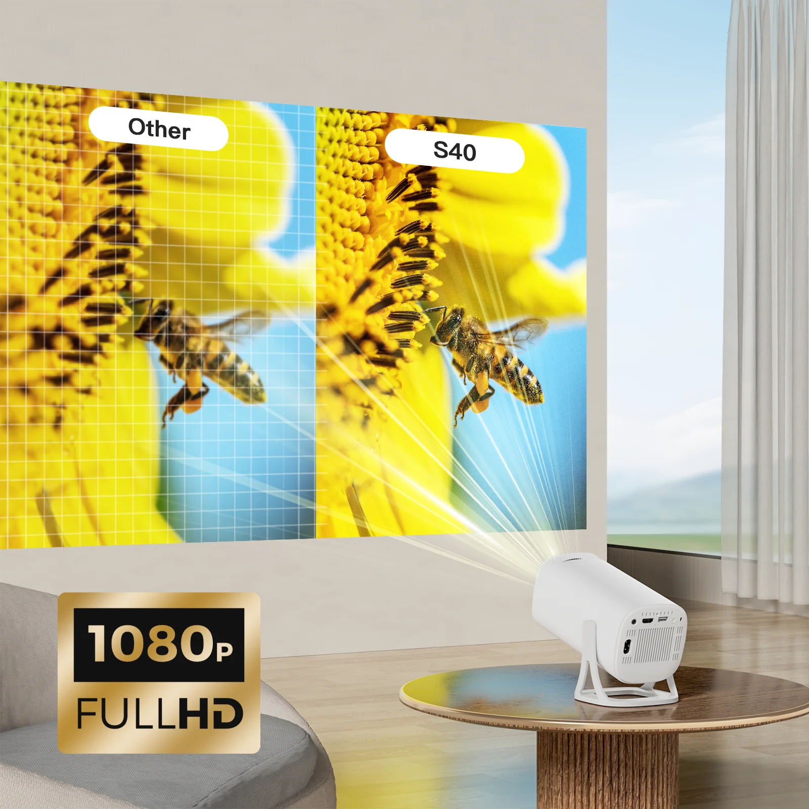 Salange Mini Projector S40 Max Game Emulator Free Style Home Theater 1080P Video Supported 720P Outdoor Beamer Android 11.0 OS - Image 2