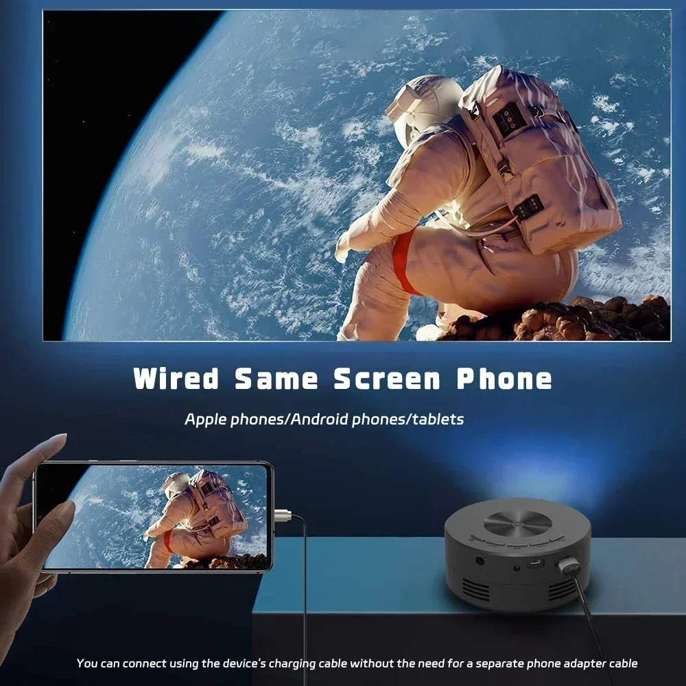 YT200 mini projector led mobile video home theater media player kids gift cinema wired same screen projector for iPhone Android - Image 6