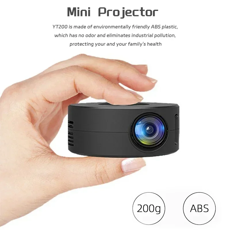 YT200 mini projector led mobile video home theater media player kids gift cinema wired same screen projector for iPhone Android - Image 2