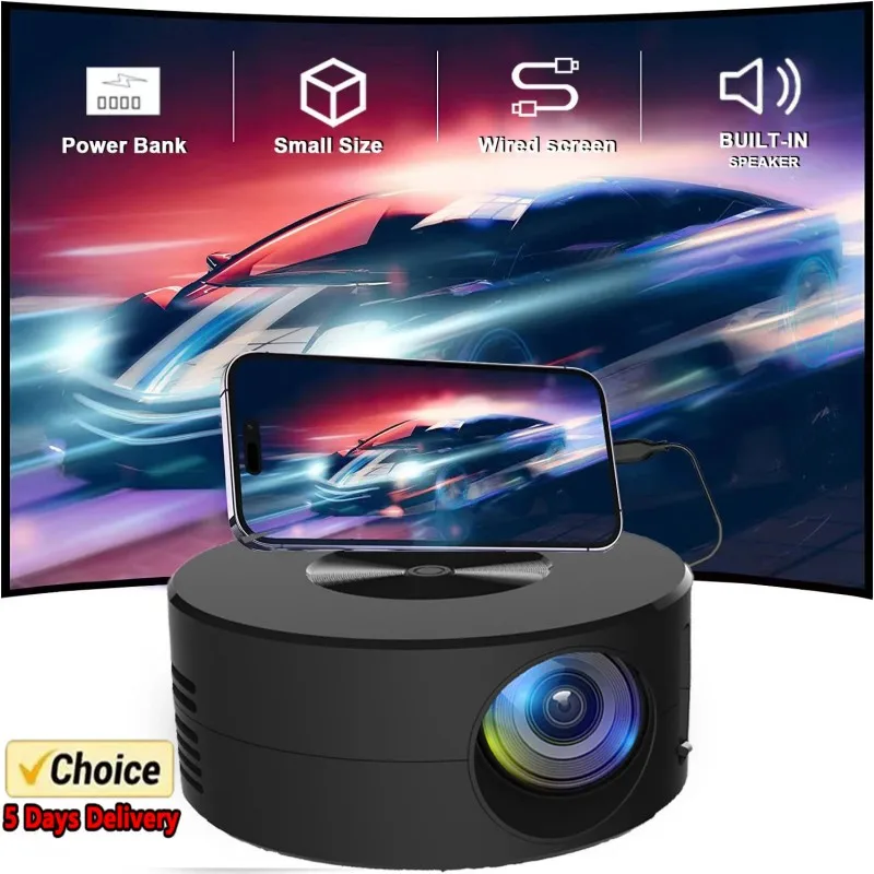 YT200 mini projector led mobile video home theater media player kids gift cinema wired same screen projector for iPhone Android